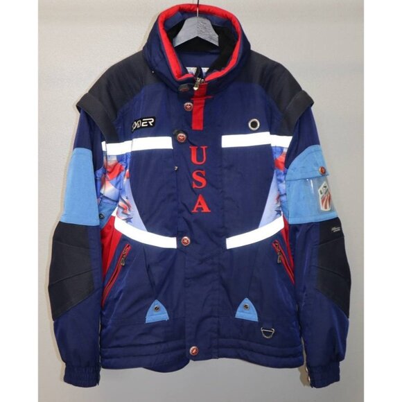 Vintage Spyder US Ski Team Ski Jacket Men’s L Blue Eagle Dermizax Thinsulate USA - Picture 1 of 16